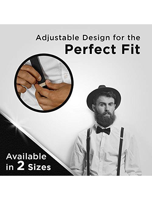 Hold'Em Suspenders for Men Y-Back Leather Trimmed Button End Tuxedo Suspenderss Many colors and designs