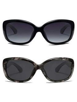 Vintage Square Sunglasses for Women Polarized UV Protection Havana Frame SJ2111