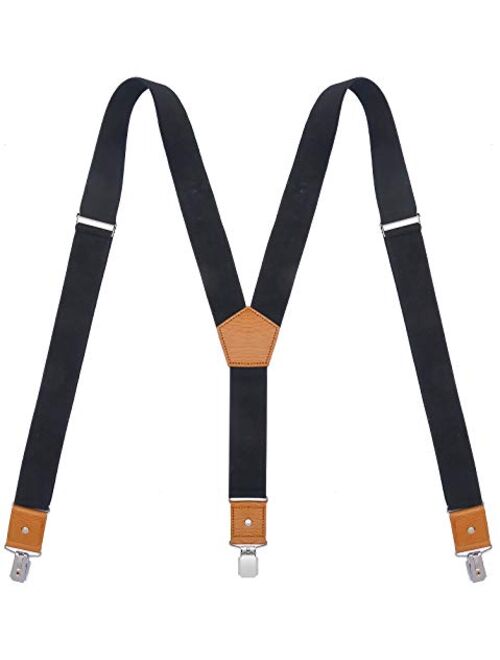 BODY STRENTH Mens Suspenders Adjustable Y Back Elastic with Strong Clips