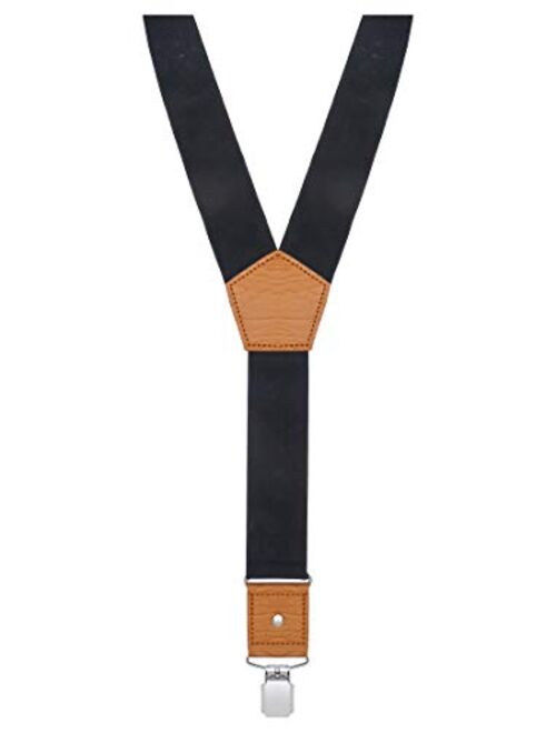 BODY STRENTH Mens Suspenders Adjustable Y Back Elastic with Strong Clips