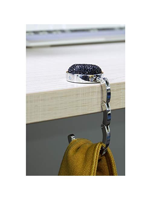 TANOSII Foldable Purse Hook Floding Handbag Hanger Bling Rhinestone Bag Holder for Table Desk 1 PCS White