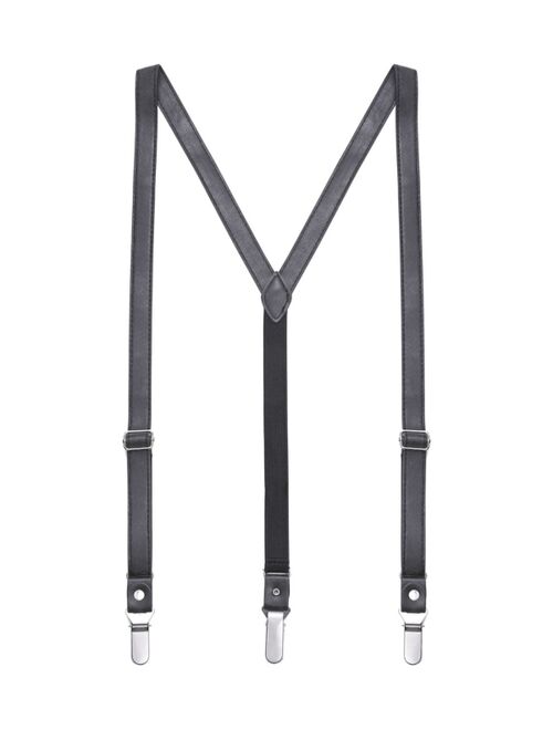 Mio Marino Men's Suede Leather Suspenders Bow Tie Set