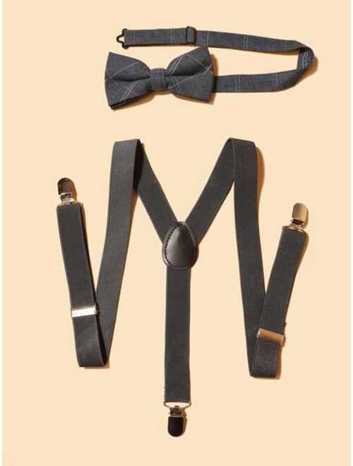 Shein Men Minimalist Suspender & Bow Tie