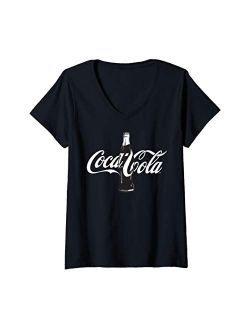 Womens Coca Cola Single Glass Bottle V-Neck T-Shirt