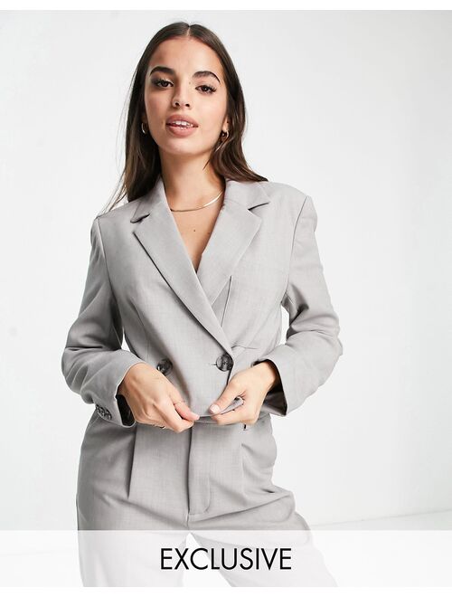 Stradivarius cropped blazer in gray - part of a set