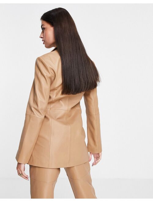 ASOS EDITION leather blazer in camel