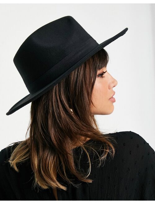 Asos Design structured fedora hat with size adjuster in black