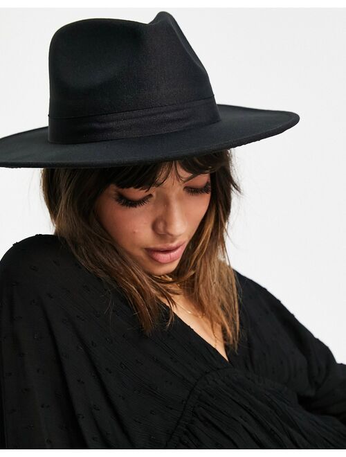 Asos Design structured fedora hat with size adjuster in black
