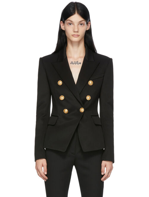 Balmain Black Jersey Six-Button Blazer