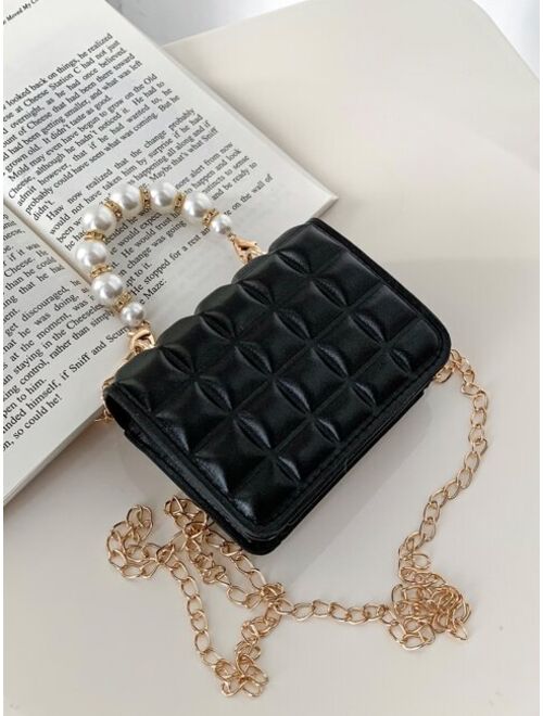 Buy Shein Mini Faux Pearl Handle Satchel Bag online | Topofstyle