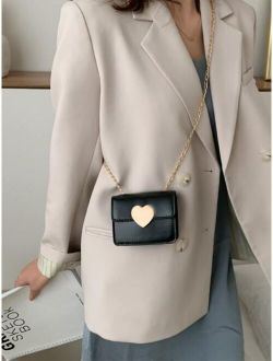 Mini Metal Heart Decor Flap Chain Bag