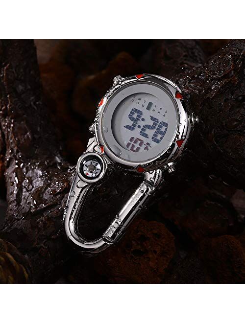 IMIKEYA Outdoor Sport Watches Stopwatch, Microlight Clip Watch Hanging Watch Clip on Quartz Watch for Climbing Hiking