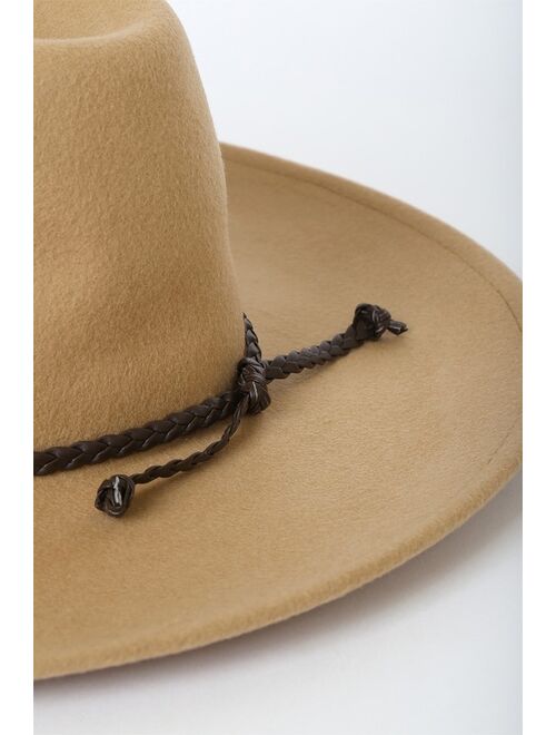 Lulus Greatest Adventure Camel Wool Fedora Hat
