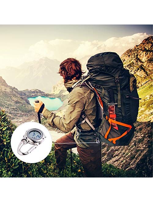 IMIKEYA Digital Stopwatch, Men's Woman's Sport Watches Pocket Watch Backpack Buckle Hiking Watch Compass for Outdoors
