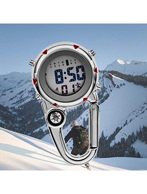 QYC Clip-on Watch,Clip on Digital Pocket Watches,Mini Carabiner Watch,Luminous Dial with Digital Scale,for Chefs,Mountaineer Outdoor Rock Climbing Hiking Activities,Param