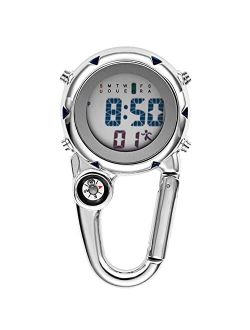 Weicam Unisex Clip on Multi-Function Digital Carabiner Watch FOB Watch Outdoor Adventure Pocket Watch