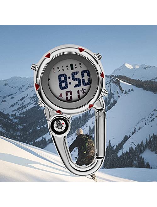 Weicam Unisex Clip on Multi-Function Digital Carabiner Watch FOB Watch Outdoor Adventure Pocket Watch