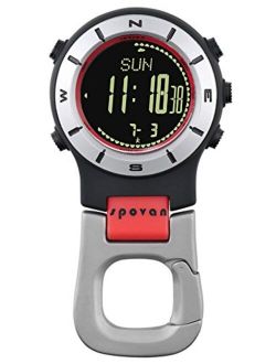 Pocket Watches Clip On Compass Altimeter Barometer Survival LED Digital Watch Quartz Unisex for Outdoor Activities