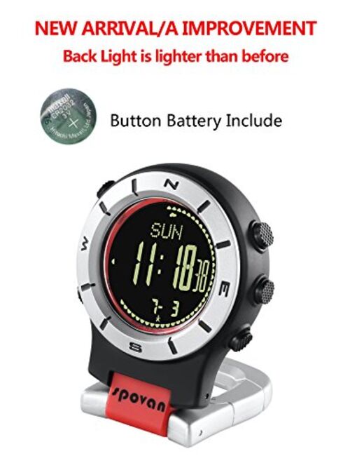 Pocket Watches Clip On Compass Altimeter Barometer Survival LED Digital Watch Quartz Unisex for Outdoor Activities