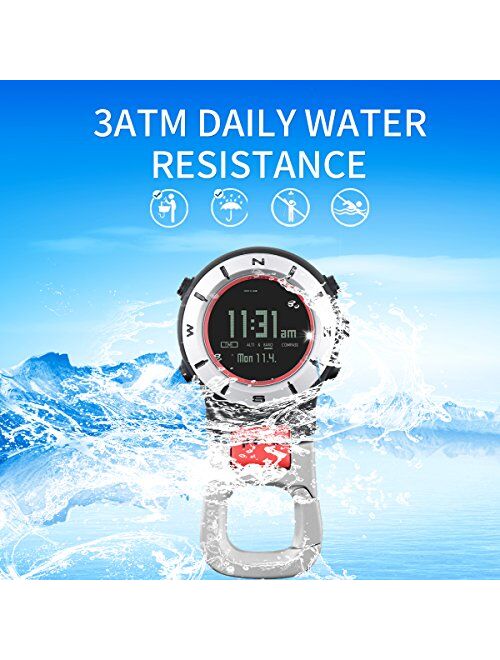 Pocket Watch Clip-on Compass Altimeter Barometer Thermometer Digital Sport Watches for Climbing Hiking Running
