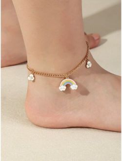 Girls Flower Charm Anklet