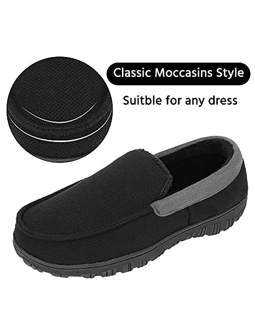 Bigwow Mens Slippers Moccasins House Shoes for Men Indoor Outdoor Memory Foam Slippers 