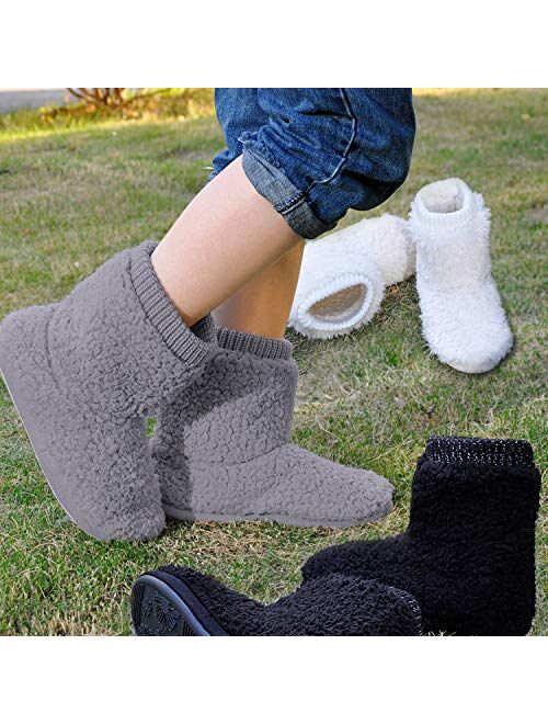 MIXIN Women's Warm Faux Indoor Outdoor Slipper Boot Shoes