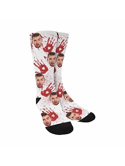Custom Halloween Socks with Faces Skeleton Socks Personalized Unisex Crew Socks Socks Halloween Gifts for Men Women