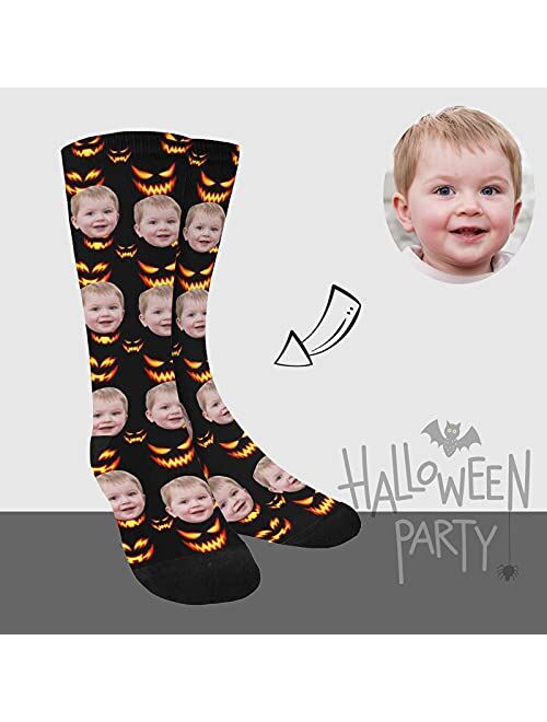 Custom Halloween Socks with Faces Skeleton Socks Personalized Unisex Crew Socks Socks Halloween Gifts for Men Women