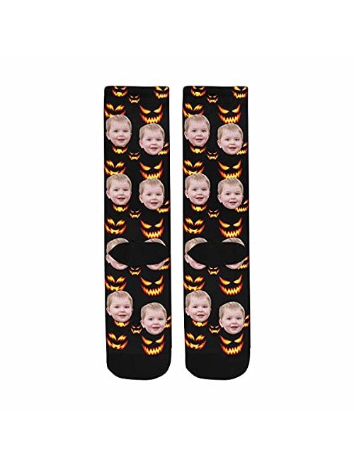 Custom Halloween Socks with Faces Skeleton Socks Personalized Unisex Crew Socks Socks Halloween Gifts for Men Women