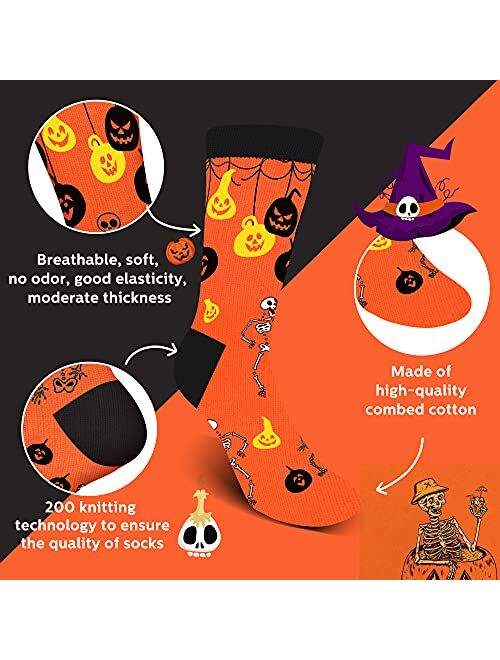Funny Halloween Socks for Men Women Teen Boys- Spooky Fun Cute Novelty Crazy Funky Socks - Halloween Gifts