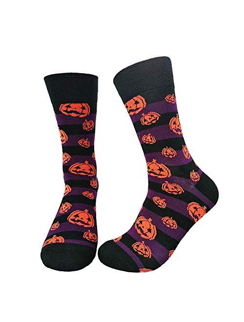 Men Women's Novelty Crazy Funny Halloween Crew Socks Colorful Pumpkin Bat Zombie Bride Demons Casual Patterned Sock