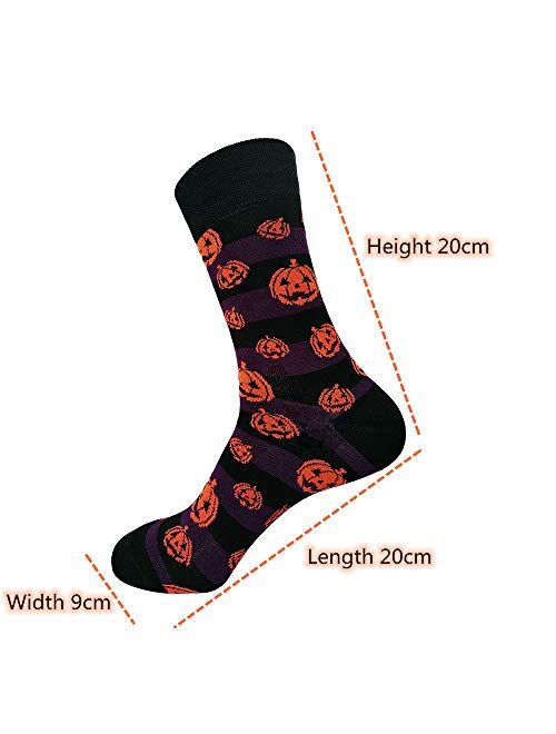 Men Women's Novelty Crazy Funny Halloween Crew Socks Colorful Pumpkin Bat Zombie Bride Demons Casual Patterned Sock
