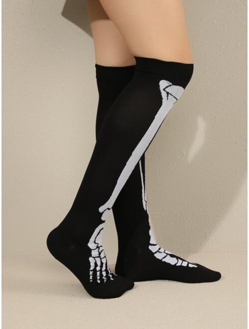 Shein Graphic Over The Knee Socks
