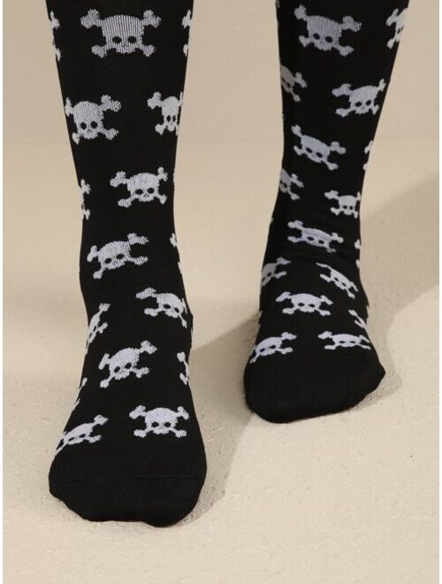 Shein Skull Print Over The Calf Socks