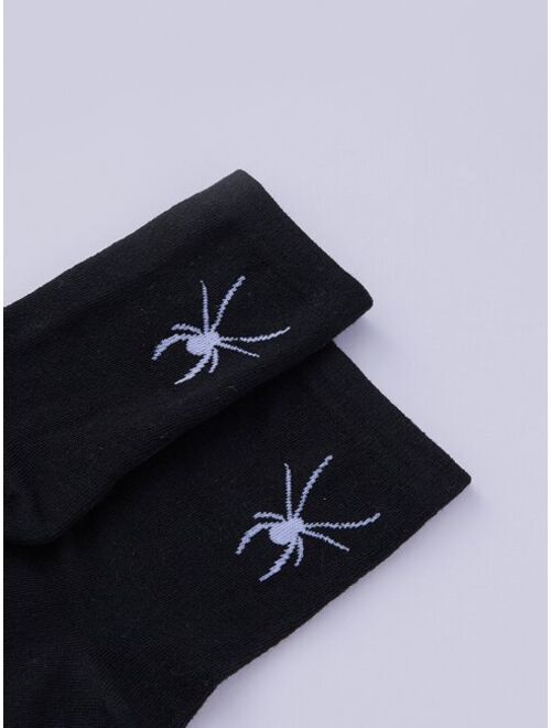 Shein Halloween Spider Print Crew Socks