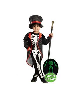 Happy Skeleton Costume Toddler Child Glow in The Dark for Kids Halloween
