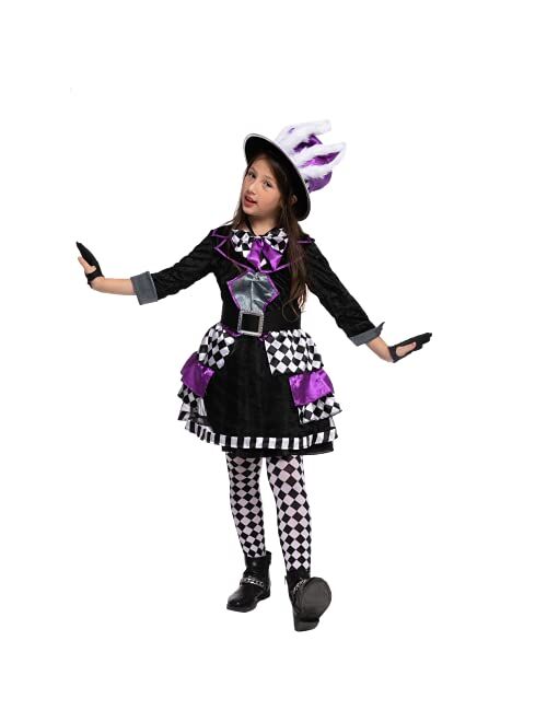 Spooktacular Creations Girls Dark Mad Hatter Costume for Halloween Party