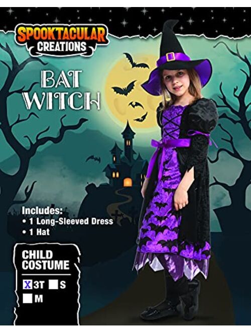 Purple Witch Costume for Toddler Girls for Ages 3-10, Girls Witch Costume for Halloween, Dress Up Party