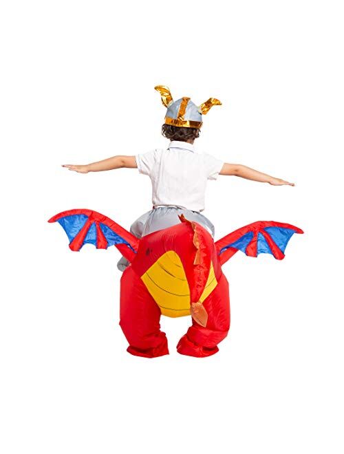 Spooktacular Creations Inflatable Costume Dragon Riding a Fire Dragon Air Blow-up Deluxe Halloween Costume - Child