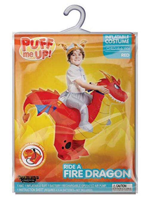 Spooktacular Creations Inflatable Costume Dragon Riding a Fire Dragon Air Blow-up Deluxe Halloween Costume - Child