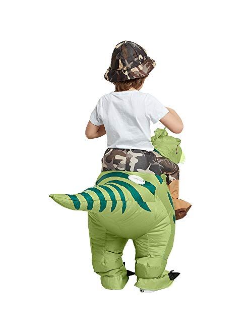 One Casa Inflatable Dinosaur Costume Riding T Rex Air Blow up Funny Fancy Dress Party Halloween Costume for Kids