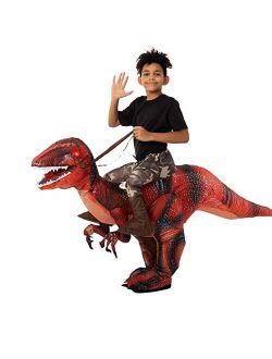 Inflatable Halloween Costume Ride A Raptor Inflatable Costume with LED Light Eyes - Child Unisex