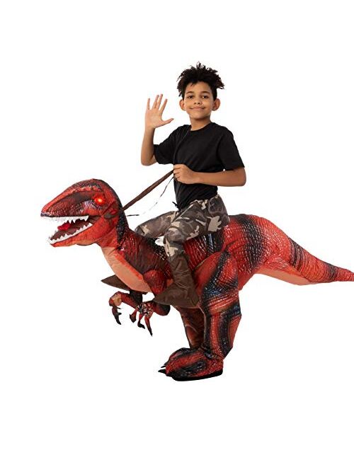 Spooktacular Creations Inflatable Halloween Costume Ride A Raptor Inflatable Costume with LED Light Eyes - Child Unisex