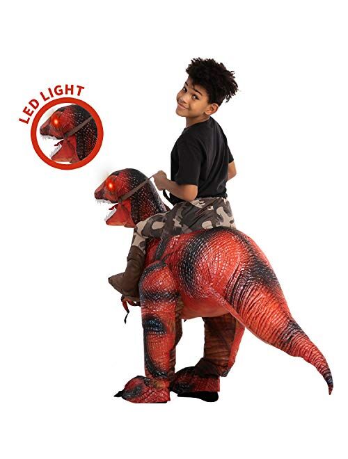 Spooktacular Creations Inflatable Halloween Costume Ride A Raptor Inflatable Costume with LED Light Eyes - Child Unisex