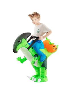 Halloween Inflatable Dinosaur Costume for Kids, Riding a Dinosaur Blow up Costume for Halloween Party Cosplay Dress ups-Boys Girls Child