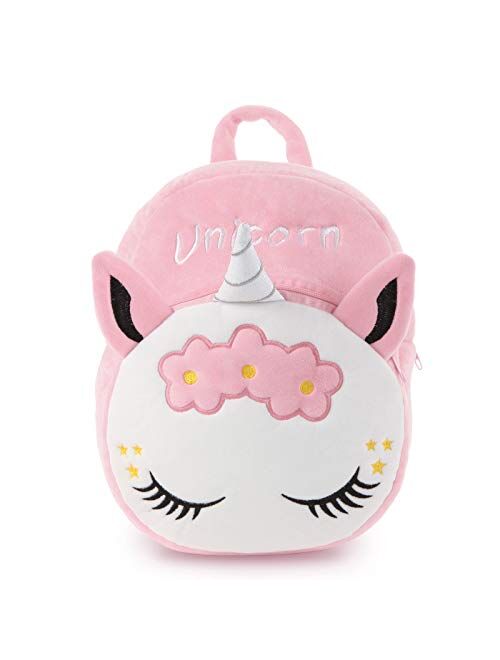 Mloovnemo Kids Unicorn Plush Toddler Travel Preschool Shoulder Backpack for 1-5 Year Old Kindergarten Girls Gift (Rose Unicorn)