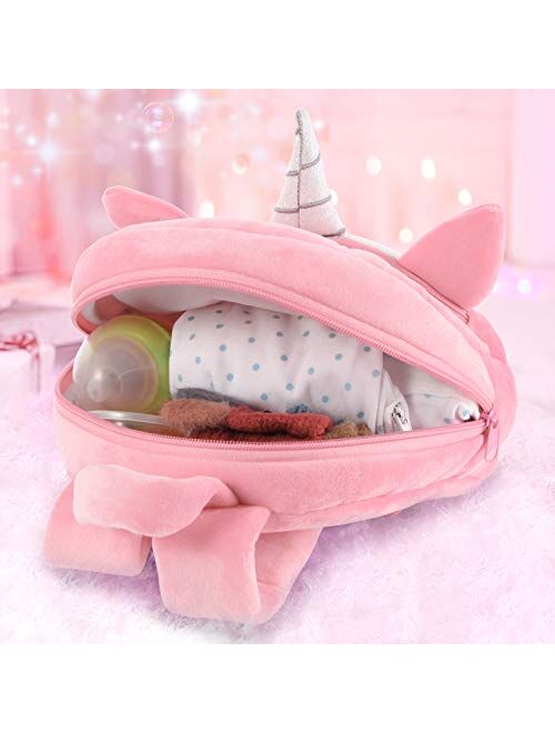 Mloovnemo Kids Unicorn Plush Toddler Travel Preschool Shoulder Backpack for 1-5 Year Old Kindergarten Girls Gift (Rose Unicorn)
