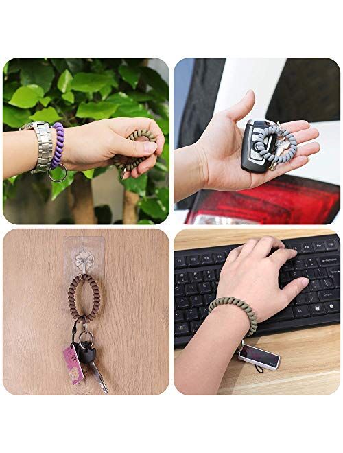 LGEGE 6PCS Stretchable Wristband Wristlet Keychain Wrist Key Chain Wristlet,Spring Flexible Spiral Wrist Coil ​Wrist Band Bracelet Key Holder Key Ring for Sauna Gym Pool 