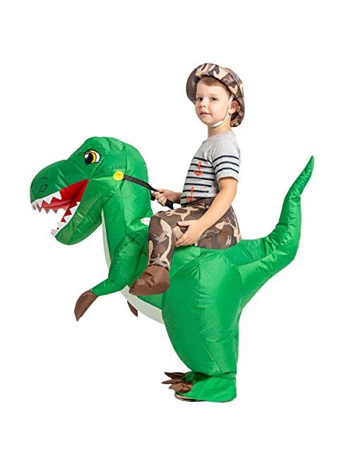 GOOSH Inflatable Costume for Kids, Halloween Costumes Boys Girls Dinosaur Rider, Blow Up Costume for Unisex Godzilla Toy